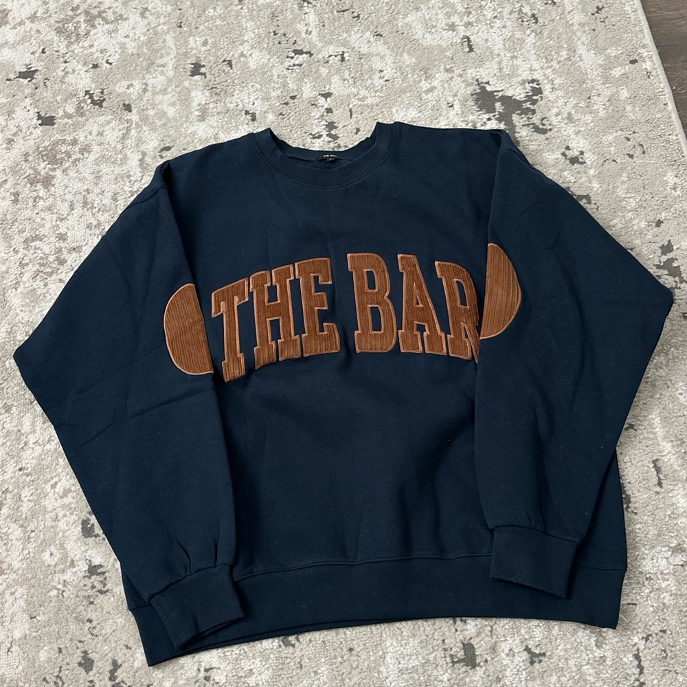 The Bar Navy Blue Cord Crewneck Sweatshirt Size Large